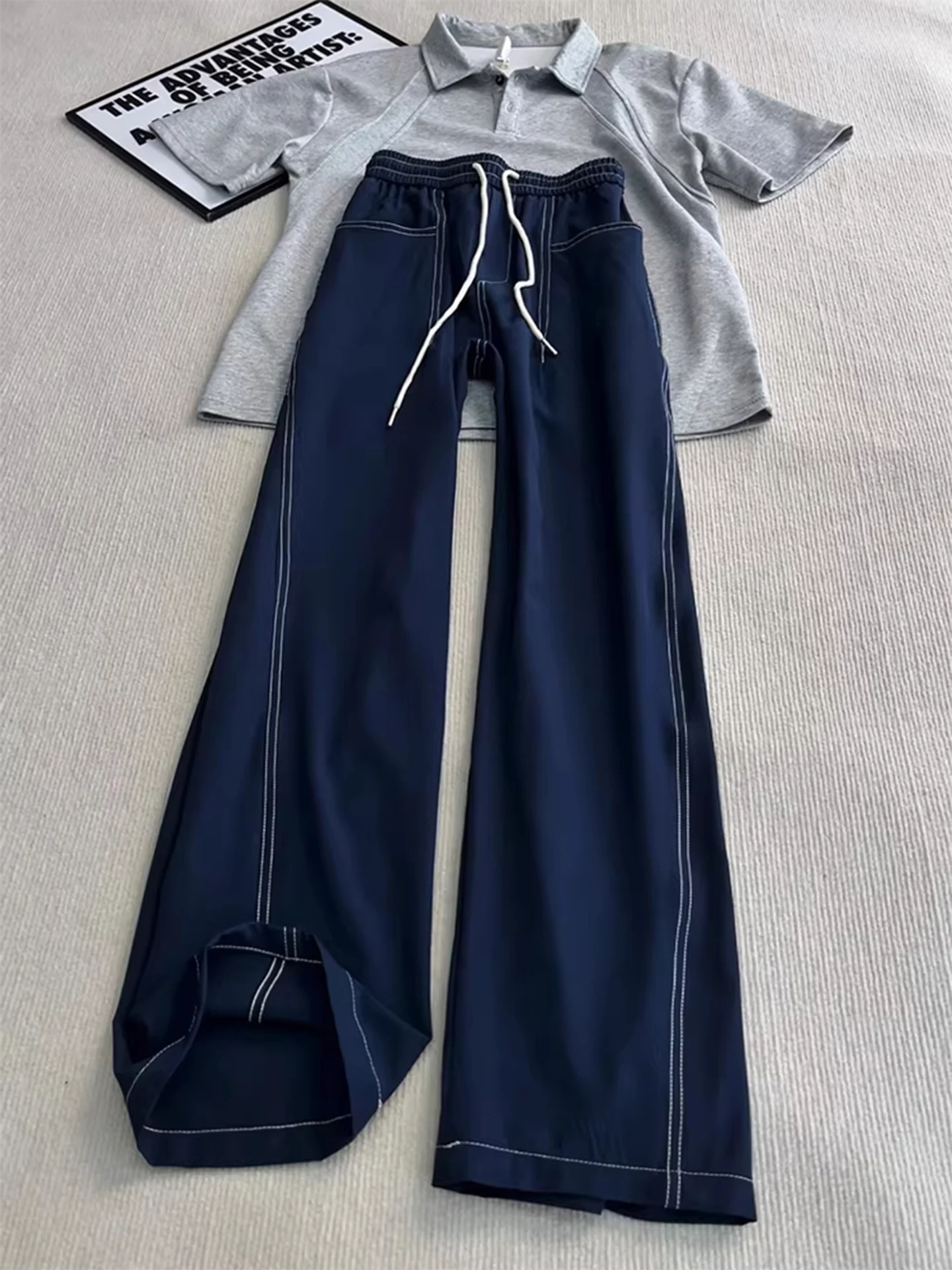 

Light Blue Ice Silk Men's Summer Pants Straight Leg Drapey Slimming Spor Thin Fabric Qui Dry Ice Skin Cool Feeling