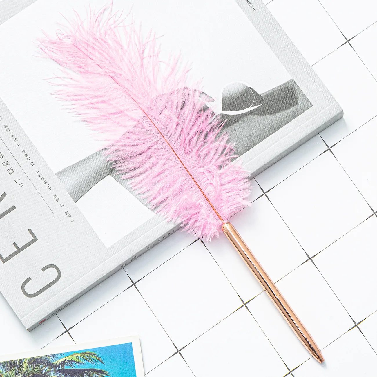 Feather Pen New White Feather Pen Drifting Graduation Design White Pink Multi Color Feather Ball Pen