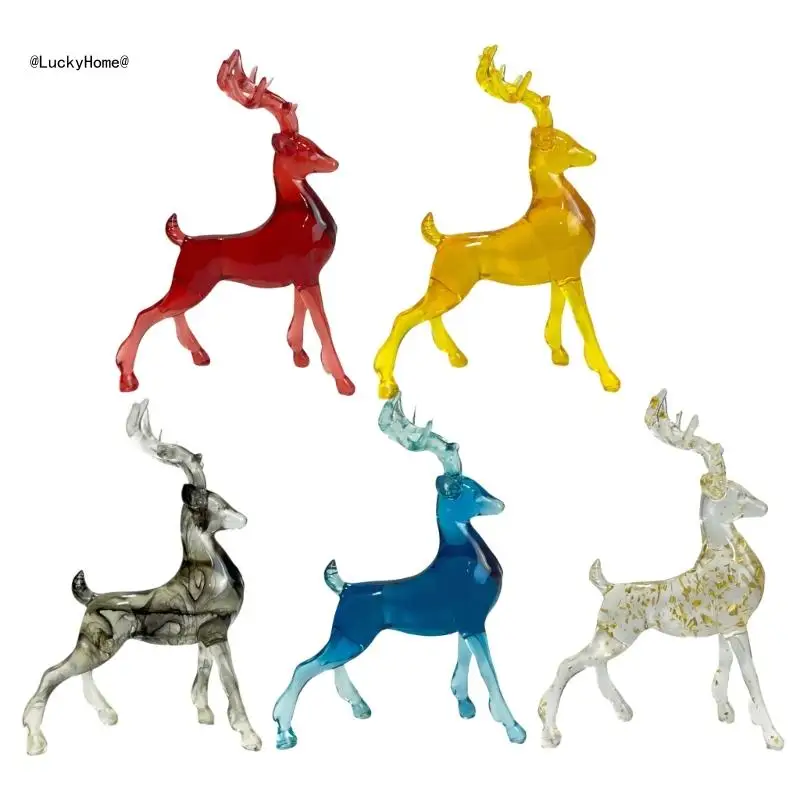 Refined Clear Deer Statue for Elegants Home Setting Desk or Shelf Decoration 11UA