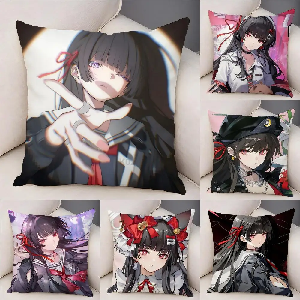 Wuthering Game Chisa Cushion Cover Natural Linen Organic Fabric Double-Sided Printing Breathable For Decor
