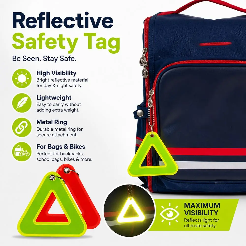 Reflective Reflective Keychain Lightweight Easy to Attach Safety Keychain Colorful Triangle Shape Reflective Pendant