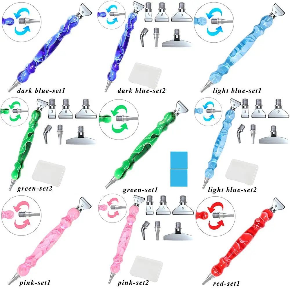Długopis do malowania diamentowe z żywicą i wieloma podkładkami ze stopu wymienne do długopisów