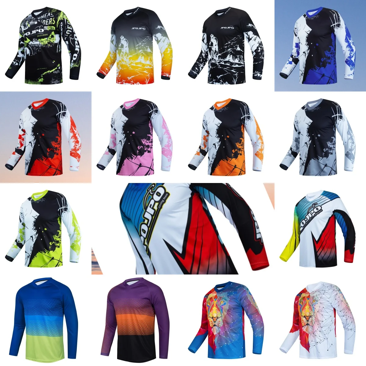 Men's Long Sleeve T-shirt Mountain Bike Off-Road Motorcycle Cycling Jersey MTB Clothes Camping Outdoor Fishing Top Loose