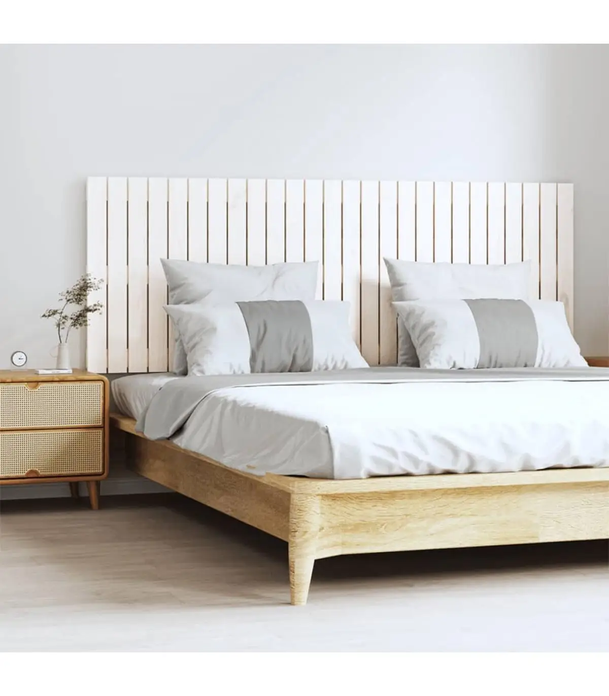 Headboards and Feet Bed Headboard Wall Solid Wood Pine White 166x3x60 cm