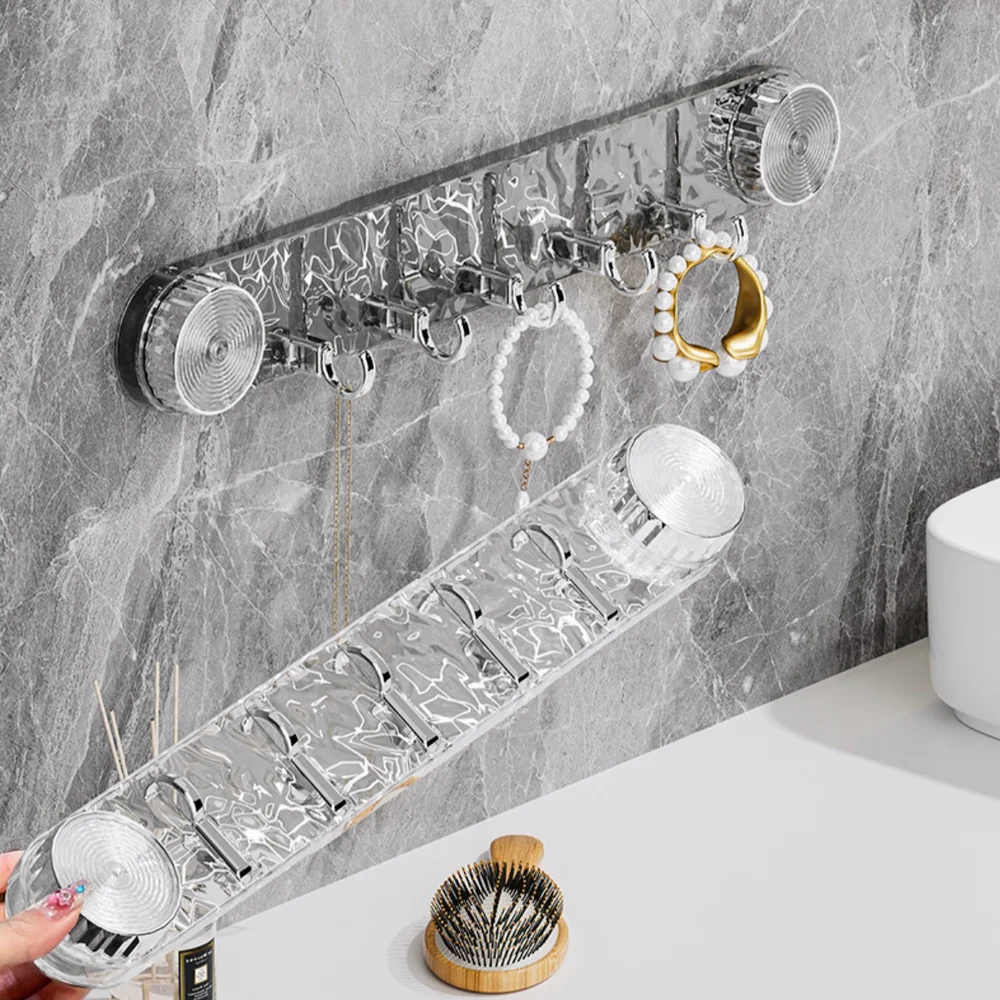 Bathroom wall hole-free door swivel suction cups strong load-bearing rows of hooks bathroom corrugated non-marking sticky hooks