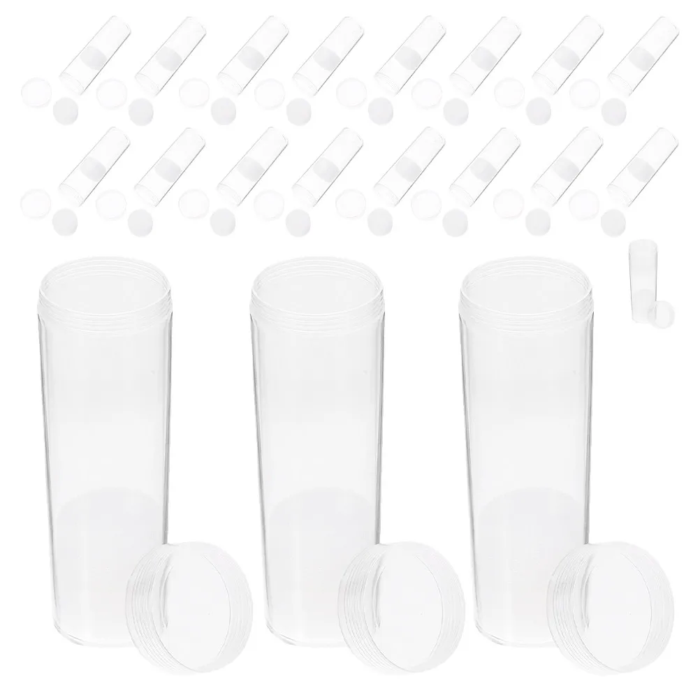 

20Pcs Transparent Plastic Coin Tubes Coin Storage Organizer Holder Protector Collector Supplies 31Mm Tube Container