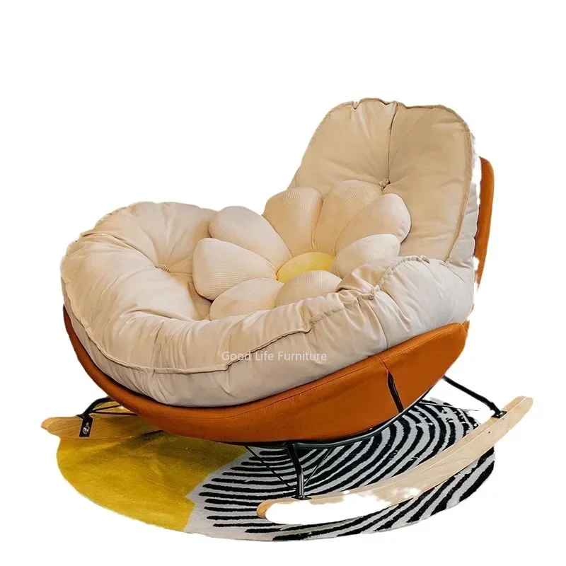 Nordic Style Single Rocking Chair, Lazy Sofa, Balcony, Bedroom, Leisure Can Lie Can Sleep, Luxury Eggshell Penguin