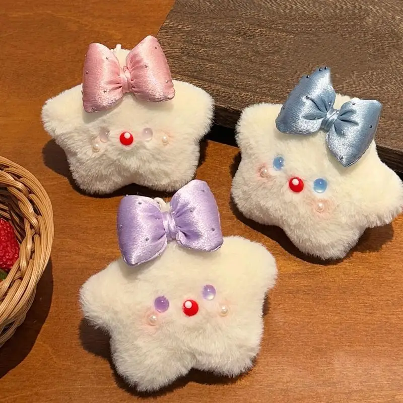 

[JT]1Pc Cute Bow Star Plush Keychain Squeak Toy Cartoon Pendant for Backpack Car Key Holder Bag Charm Gift