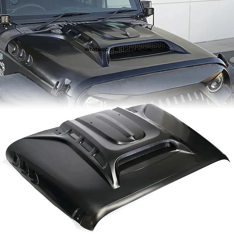 

New Steel Engine Hood Cover Included Screws Black 1 Year Warranty 4x4 2018 Wrangler JK Car Accessories