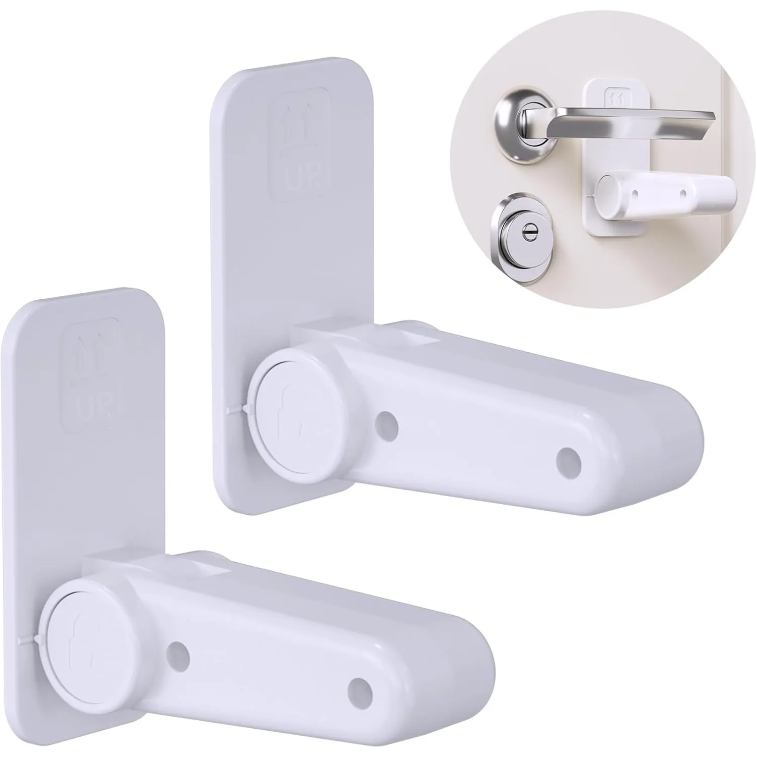 

Замок для дверной ручки из 1/2 предметов, замок для безопасности детей и детей, защита от детей, без сверления, многофункциональный защитный замок со скрытой кнопкой