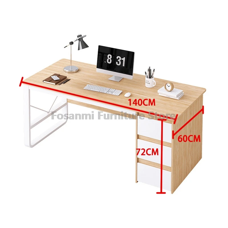Modern Computer Desk and Chair Set Home Gaming Writing Sturdy Table Mesh Chairs Sets Simple Office Desk with Drawers and Cabinet