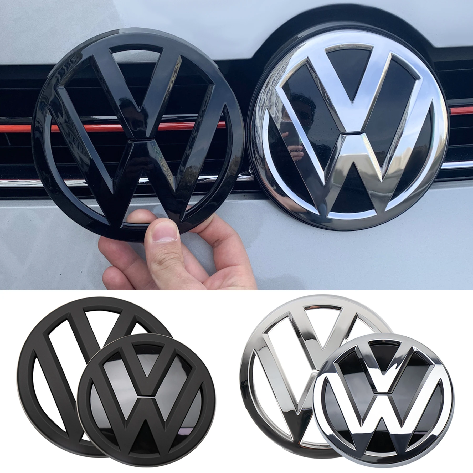 

1/2Pcs Car Front Bonnet Grill Rear Trunk Emblem Logo Cover Replacement Badge For Volkswagen VW Golf 7 MK7 2014 2015 2017 2016