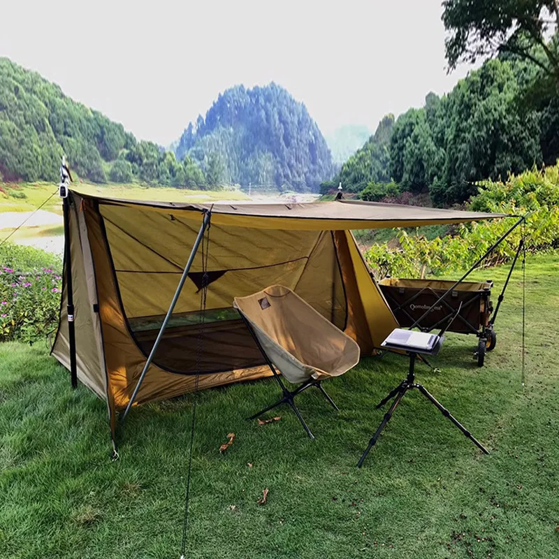 2.1m*1.2m Pole-free Ultra-light Portable Double Type a Triangle Outdoor Camping Shelter Camping Tent