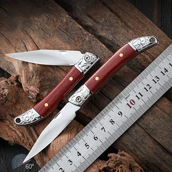 Stainless Steel Carving Pattern Folding Knife Outdoor Camping Tactical Hunting Knife Portable Pocket Blade Sharp and Durable