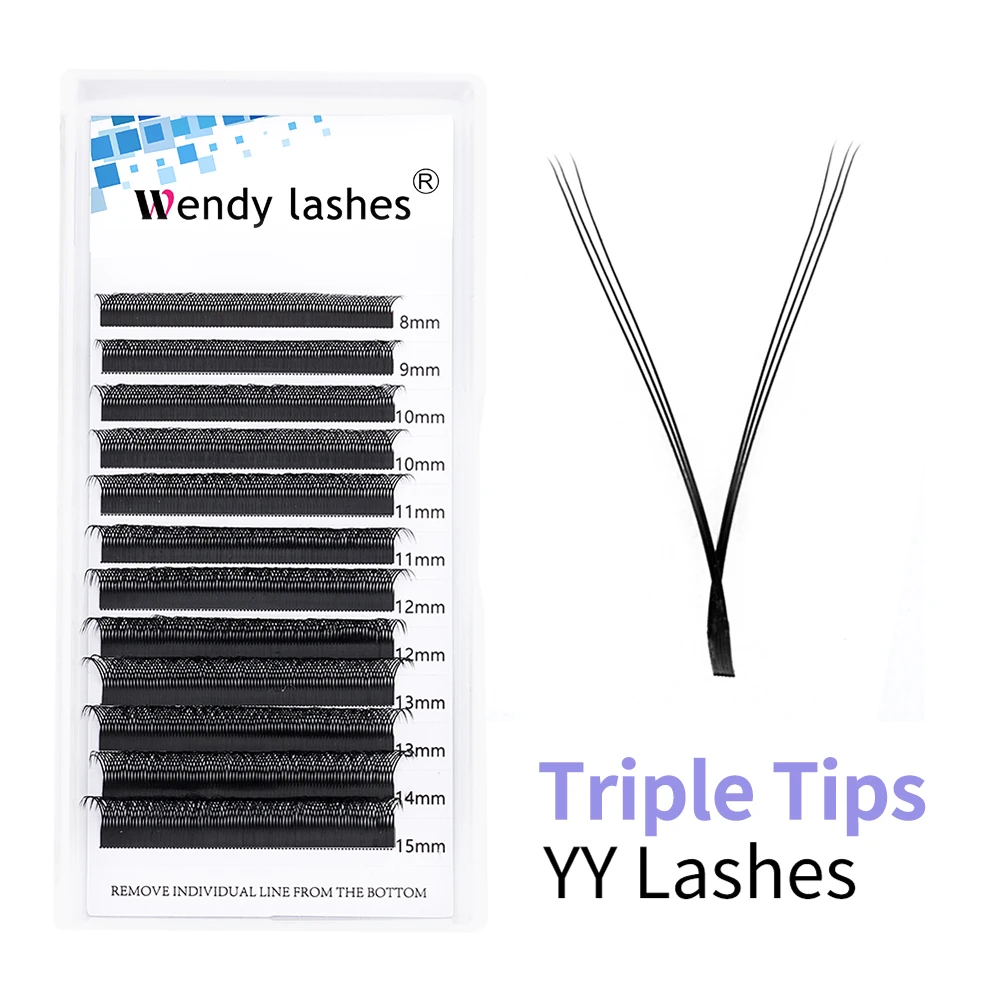 Wendy Lashes YY Shape Triple Tips Hand Woven Premium Soft Light Natural Eyelash Extension Supe High Quality Volume Premade Fans