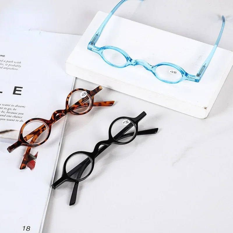 Small Round Frame Reading Glasses Men and Women Personality Fashion Retro Eyewear Elderly Super Toughness+1.0 To 4.0