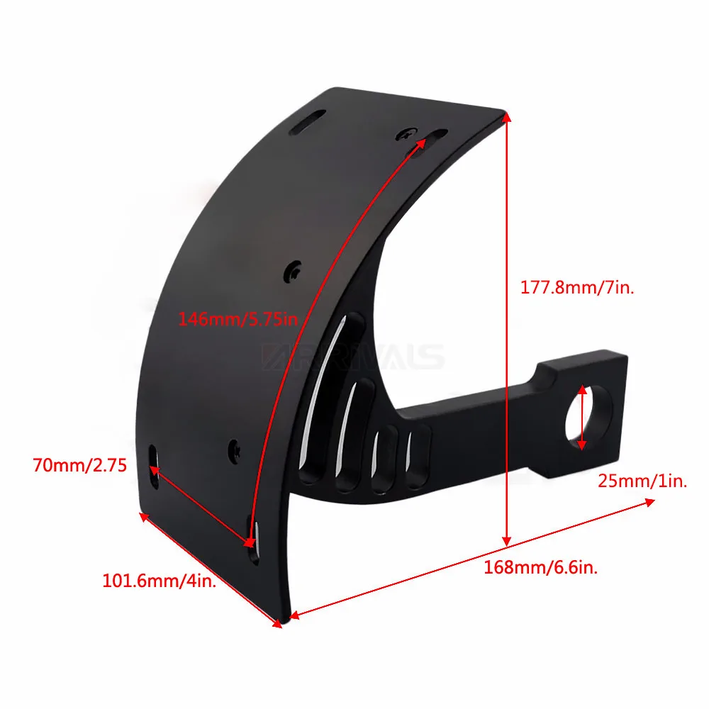 1 * soporte curvo para matrícula de motocicleta, placa de montaje Vertical, palanquilla, eje de 1"