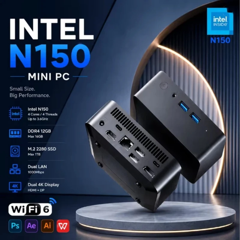 High Performance Mini Pc N95 N100 Mini Desktop Computer For Office Business Soft Router Portable Compact Low Power Personal Pc