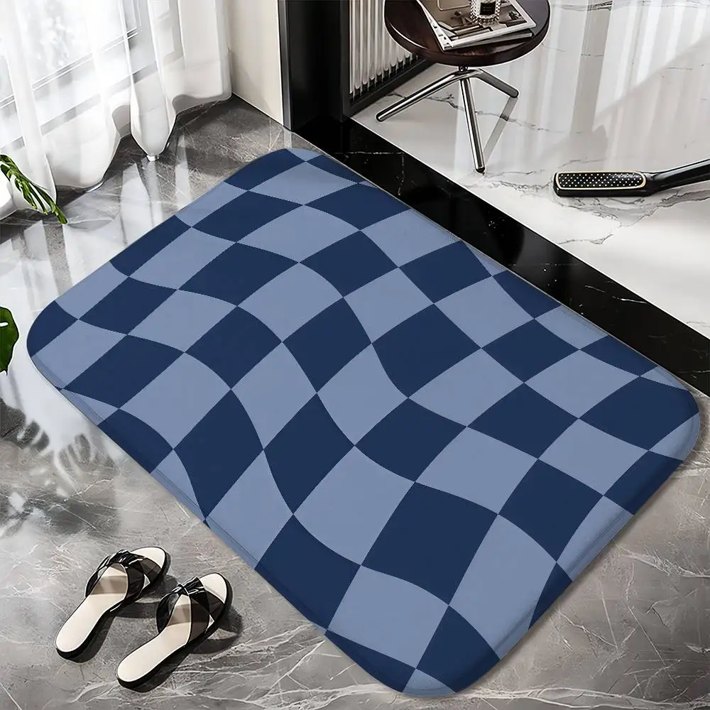 

Black And White Chess Floor Mat Printed Large Carpets Room And Bedroom Carpets Bathroom Anti Slip Door MATS Small Carpets