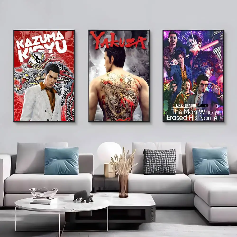 ياكوزا مثل التنين لعبة ملصق فني قماش HD ورق طباعة جمالي جدار الفن لغرفة المعيشة بار ديكور المنزل الموضة