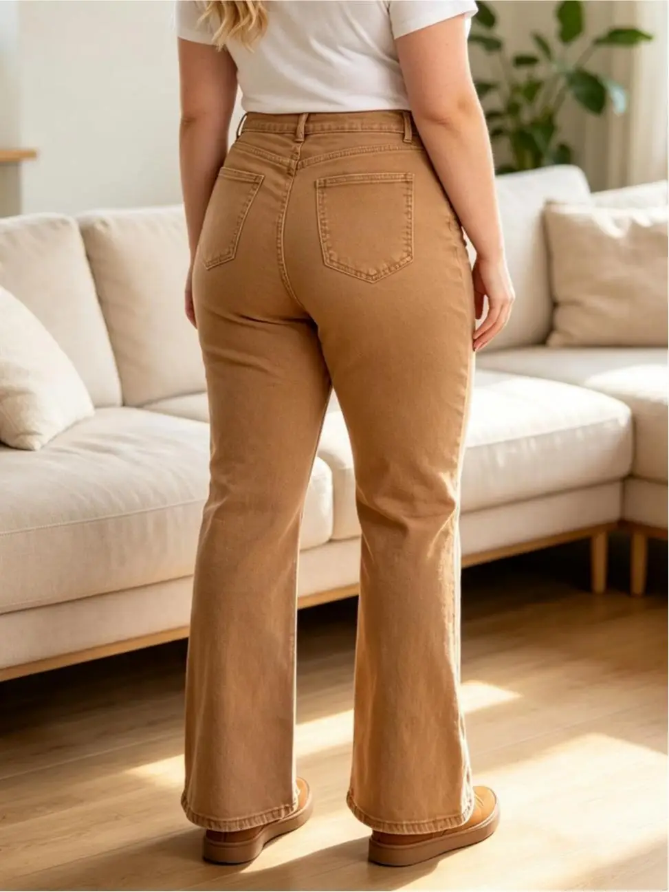 【HME】Jeans | Women Vintage Brown Denim Pants, High Waist Bootcut Flare Denim Jeans, Retro Sand Washed Stretchy Fabric, Classic Western Style Pants For Cowboy Boots Daily Casual Outfits