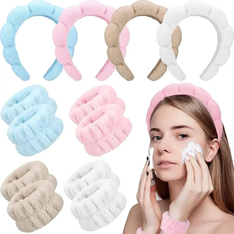 3Pc/lot Washing Face Microfiber Makeup Towel Hair Bands Headband Wristband Set for Washband Scrunchies Absorbent Wrist Sweatband