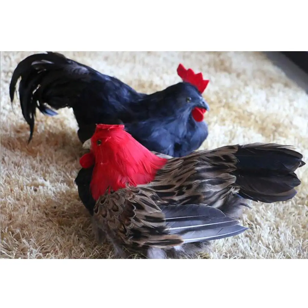 Realistic Artificial Poultry Figures Feather Animal Statue Home Garden Decor Lifelike Chicken Duck Ornament for Yard Display
