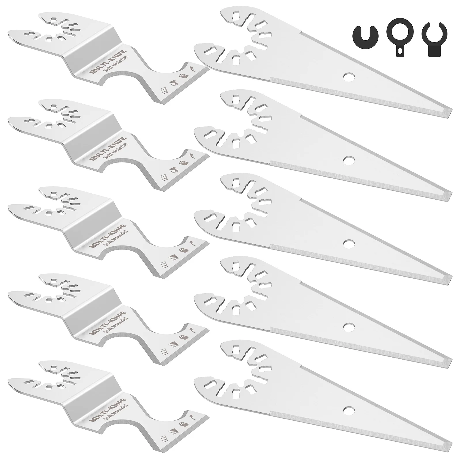 10Pcs Oscillating Tool Scraper Blade Set Stainless Steel Oscillating Multi Tool Hook Cutter Blade Set Clean Cut Asphalt Shingle