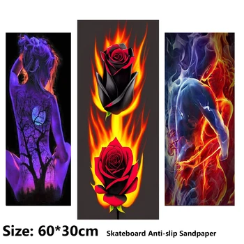 Yangın gül Desire seksi desen elektrikli Scooter kaymaz etiket zımpara kaykay kavrama bant levha 60*30cm