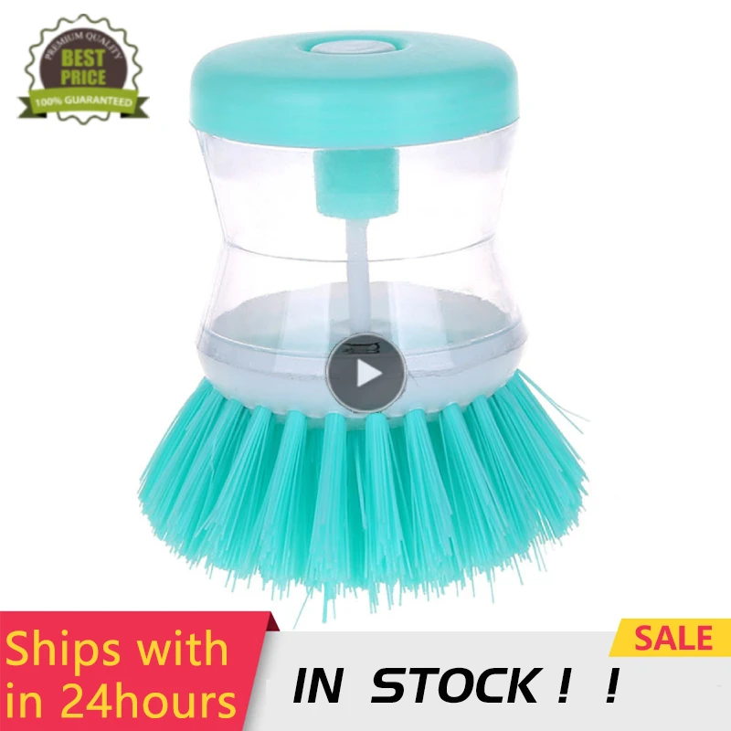 2 In 1 Cleaning Brushes Dish Brush Wool Scrubbers For Pans, Pots, Kitchen Sink Cleaning,Kitchen Soap Dispensing Cleaning Brush