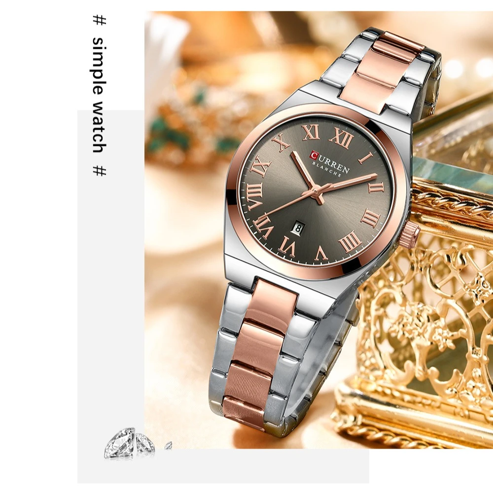 Curren 9095 Fashion Luxury Women's Watch Calendar Waterproof Steel Strip Watches for Women Relojes Para Damas Relogio Feminino