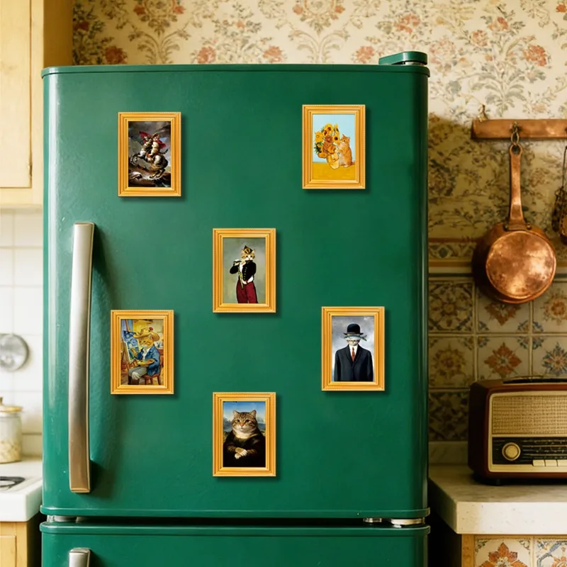 Funny Cat Refrigerator Magnet Retro Style Decorative Magnet Safe Magnetic Home Office Ideal Gift