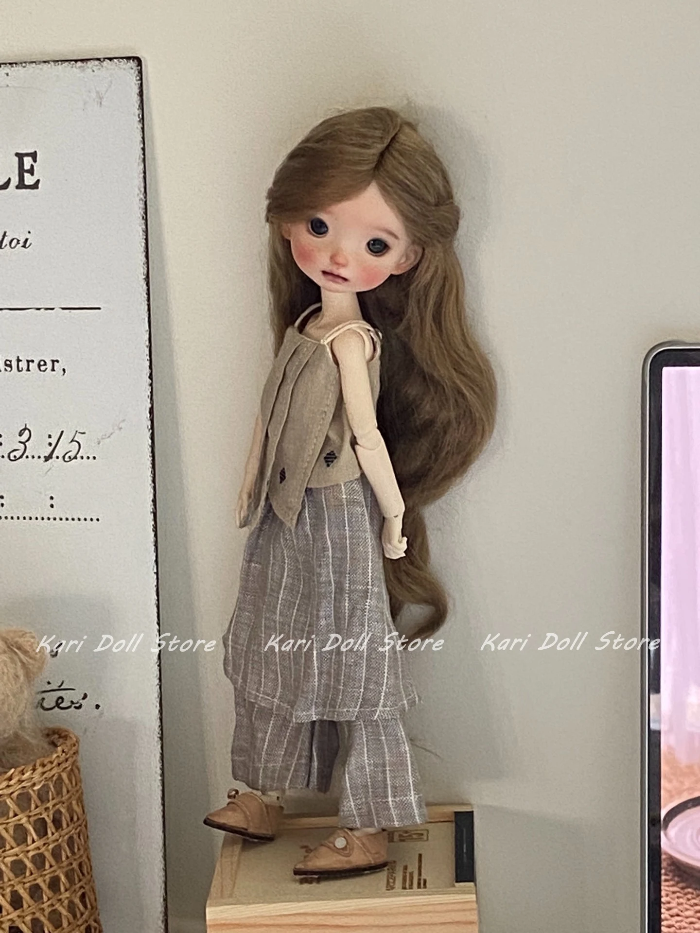 

Kari Doll Clothes and skirts 2025 Japanese simple camisole top linen hakama set for Landazz Landoudou Doll
