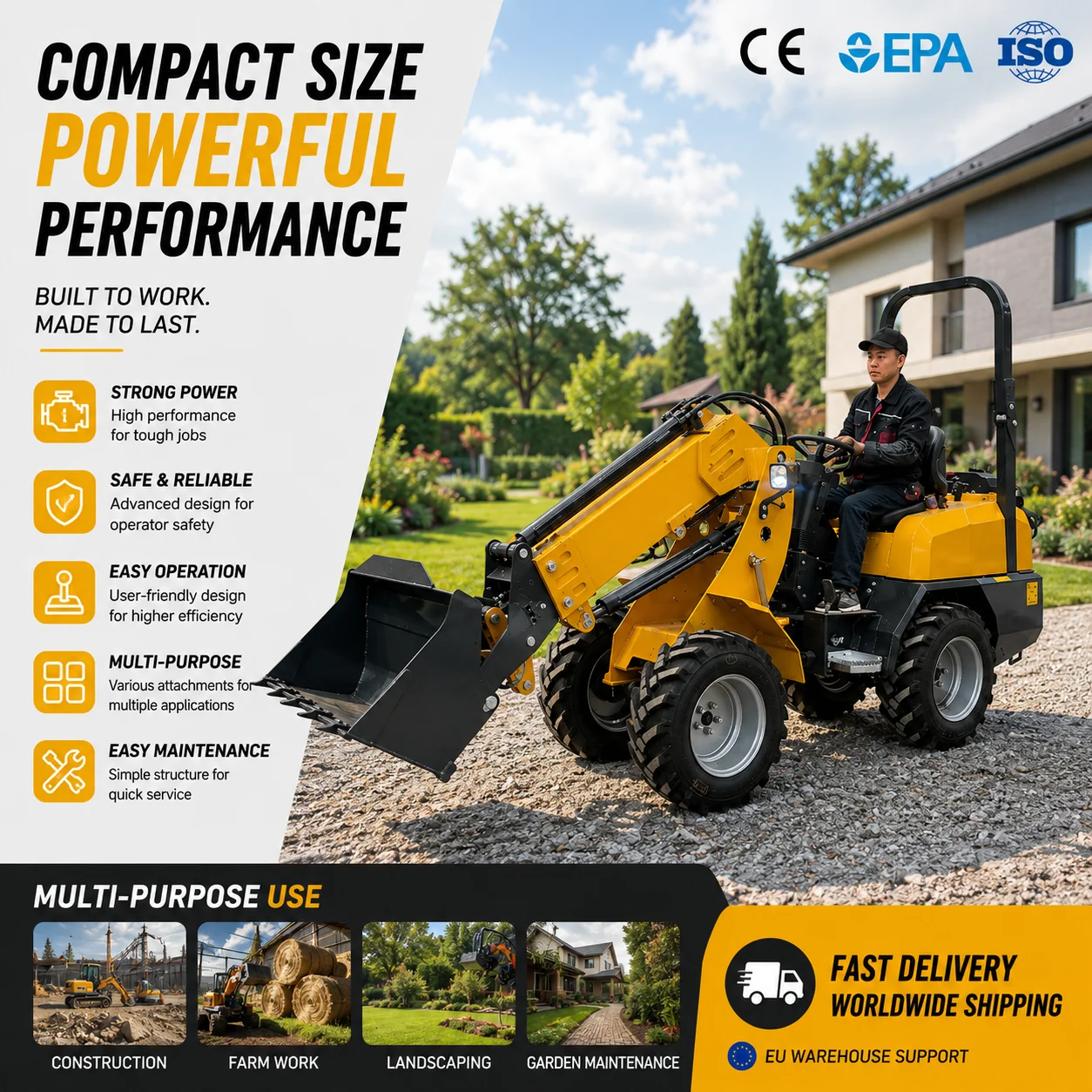 Custom CE Euro 5 KZL918 Telescopic Loader Compact Telehandler for Farm Construction Material Handling Work