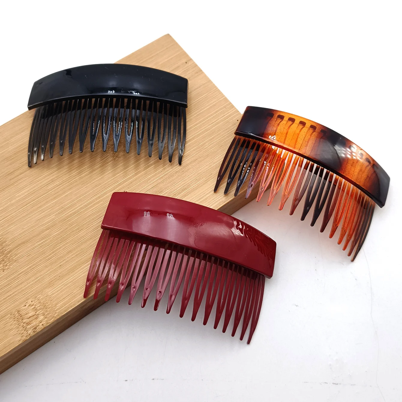 Peine de pelo esmerilado de Color sólido, peine insertado con dientes de plástico, peines anchos y fijos, soporte Invisible para el cabello Extra, peines fijos