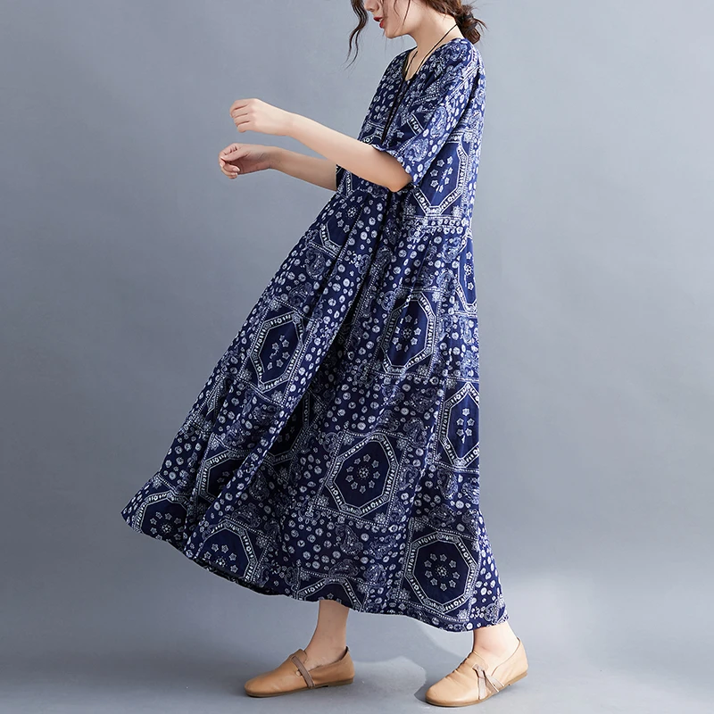 

plus Size Floral Print Midi Dr Slimming Tummy Covering ort Sve Women's Summer Faionable Dr for Plump Sister