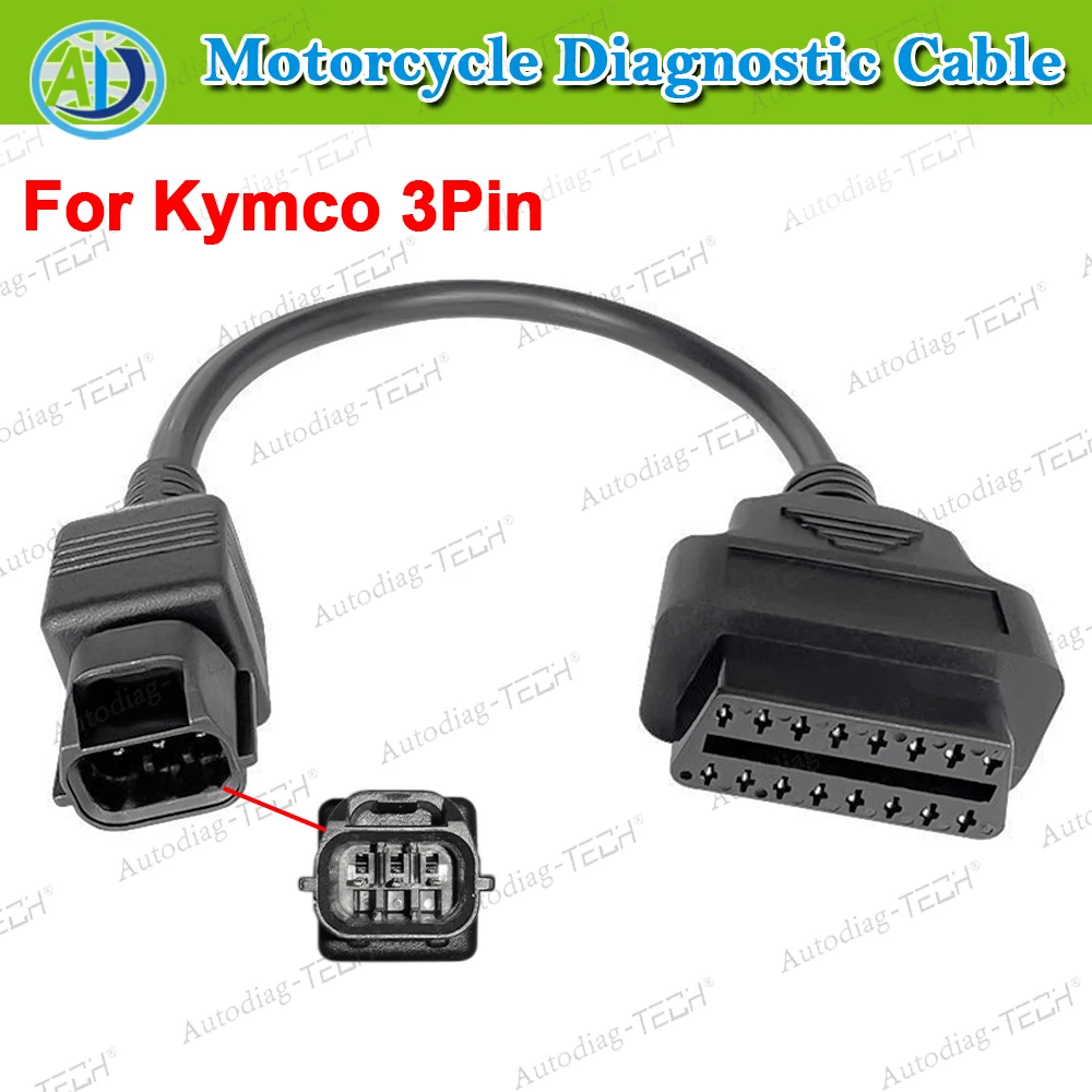 

Для KYMCO 3-контактный OBD2 диагностический кабель для мотоцикла 3-контактный на 16-контактный интерфейсный адаптер для мотоцикла OBDII диагностический разъем для KYMCO