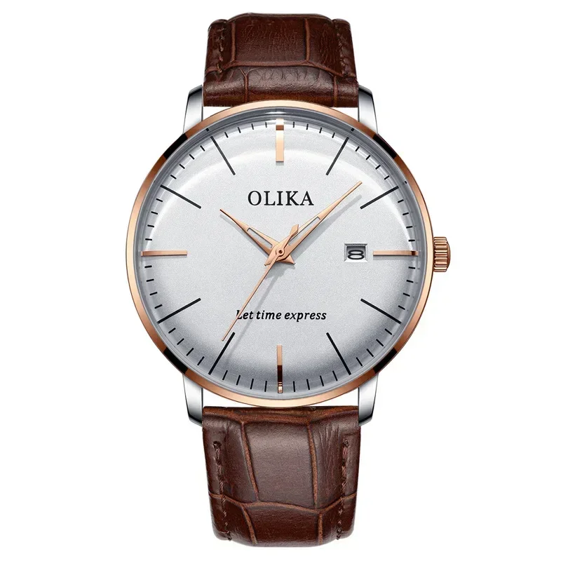 OLIKA Luxury Man Wristwatch Waterproof Gentleman Fashion Sport Quartz Watch Stainless Band Casual Simple Boy Clock Male Relogios