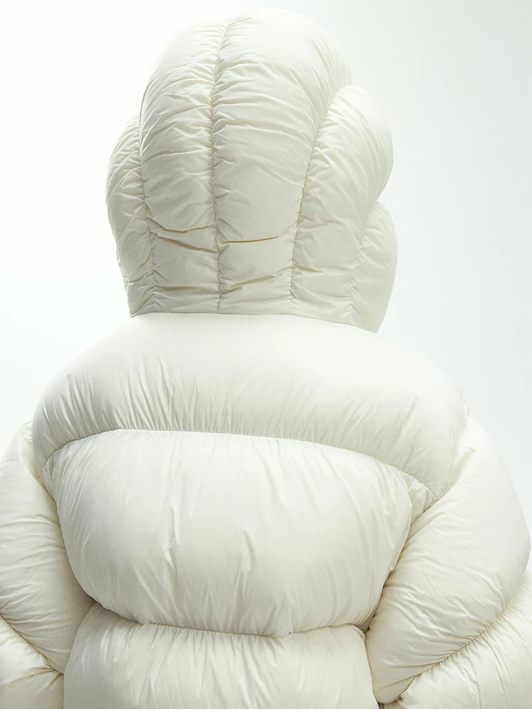 Mumaroho 2025 Zimowa Jesienna Damska Kurtka Puchowa z Kapturem w Kształcie Ośmiornicy, Jednolita, z Długim Rękawem, Gruba, Ciepła Odzież Wierzchnia, Puszysta Kurtka Płaszcz dla Kobiet