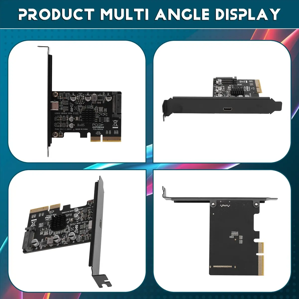

(Идея подарка) USB-карта PCIE Type C PCI-Express 4X с интерфейсом USB 3.2 Gen 2X2 (20 Гбит/с) на базе чипсета ASM3242 для 8/10/Linux