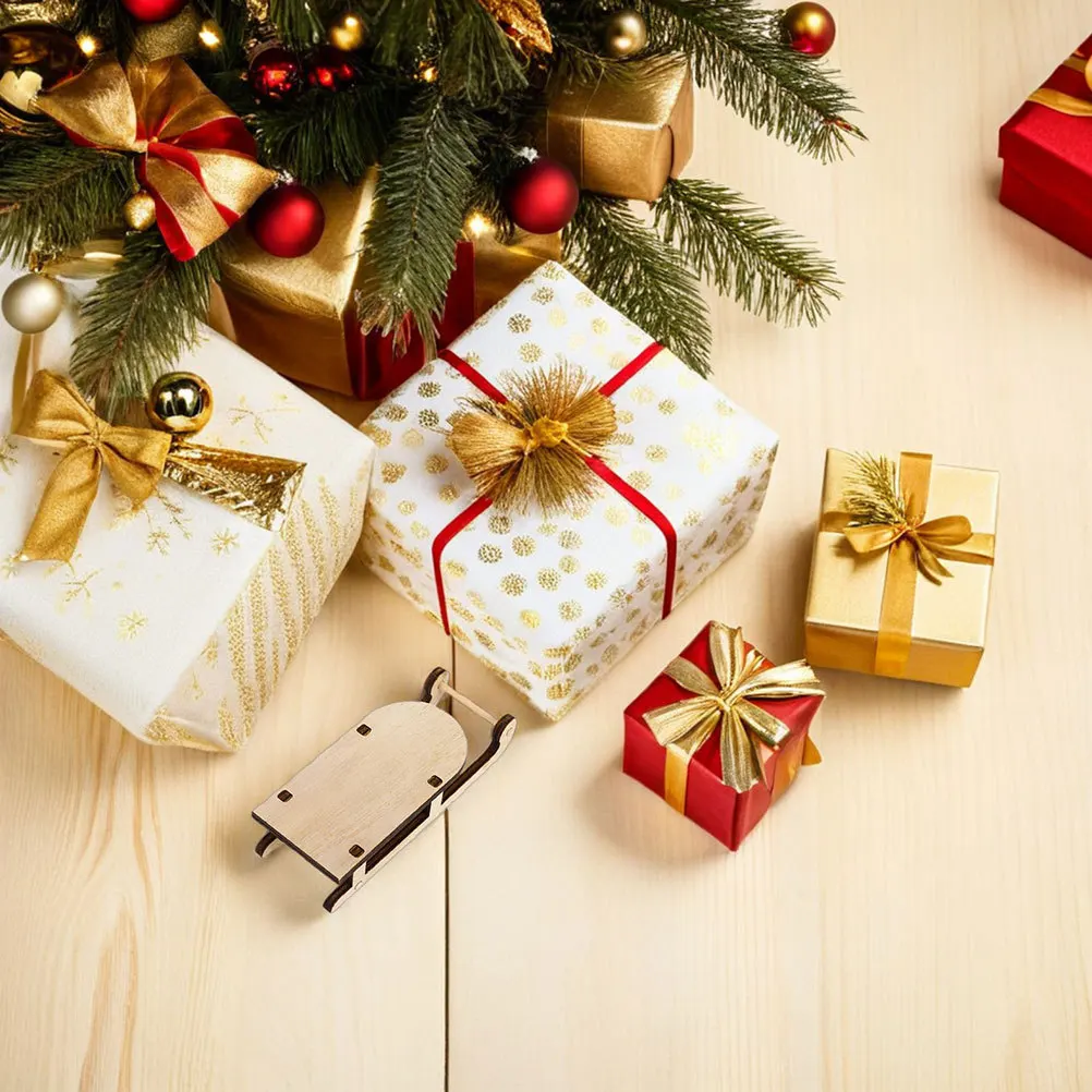 

18 Pcs Decor Holiday Sleigh Ornament DIY Xmas Tree Mini Sled Christmas Hanging