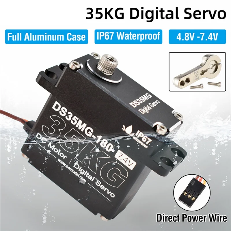 Serwo RC A49K-35KG Wodoodporne Cyfrowe Serwo z Wysokim Momentem Obrotowym i Metalowymi Przekładniami do Samochodów RC, Robotów i Mechanicznych Ramion