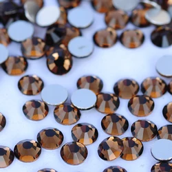 Smoked Topaz Brown Rhinestones Non Hotfix Glass Strass Flatback Crystals for Nail Art Fabric Garment Sewing Decorations