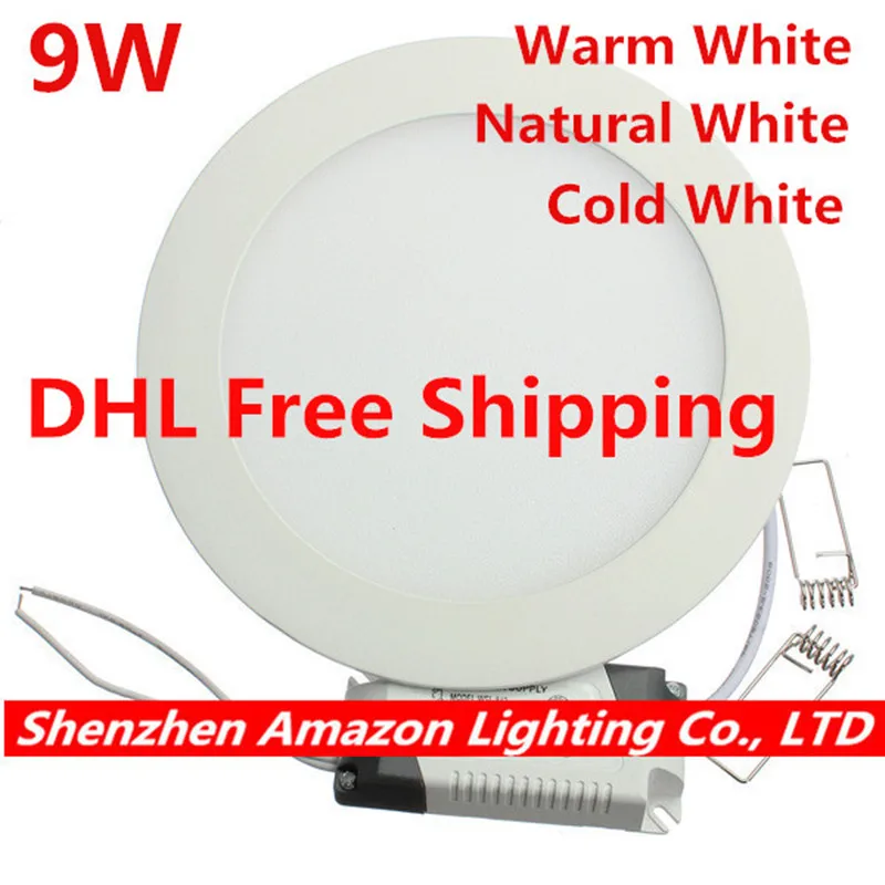 Lowest price! Round LED Panel Light 9W Recessed LED Ceiling Downlight Light Warm White/White/Cold White 85-265V led indoor lamp