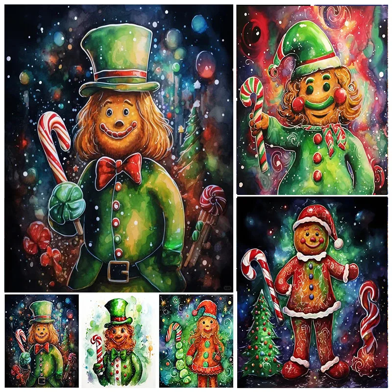 5D DIY Santa Claus Diamond Painting Kit Gingerbread Man Christmas Home Decor Crystal Embellished With Diamonds Children's Gift