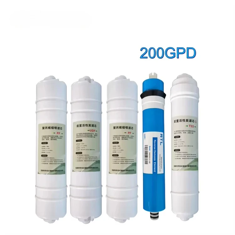 

Small Water Purifier 5 Stage 200GPD Carbon Block Reverse Osmosis System Electric Filter Cartridge for Hotels Made
