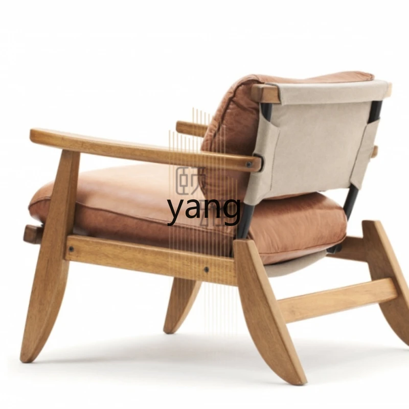 

LTT Retro Sofa Fabric Leather Hotel Homestay Armchair Design Simple Small Apartment Leisure Solid Wood Armchair