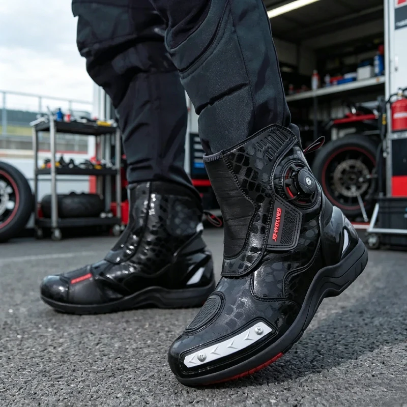 أحذية دراجات نارية سوداء من ال - مراجعة Motorcycle Boots Waterproof Riding وسعره