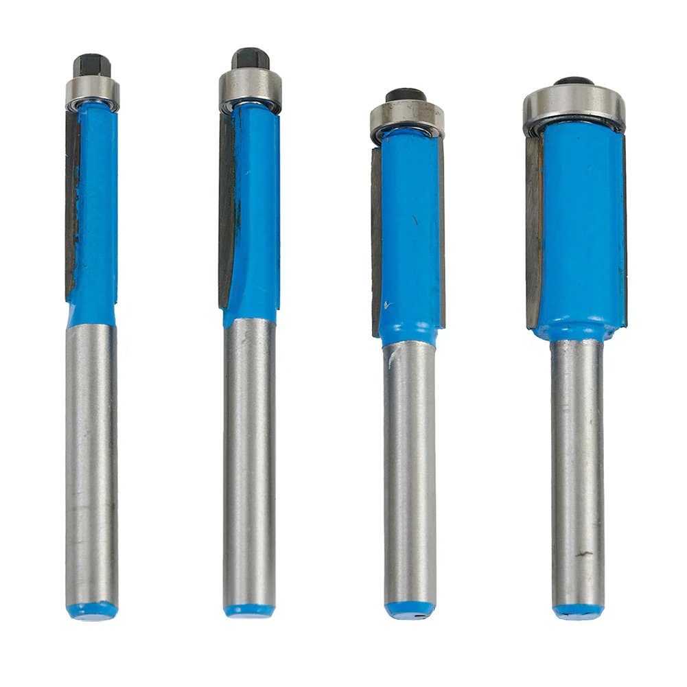 Flush Trim Router Bit Flush Trim Bit Trimming Blade Woodworking Alloy Steel Router Bit Top Bearing Router Bit Blue