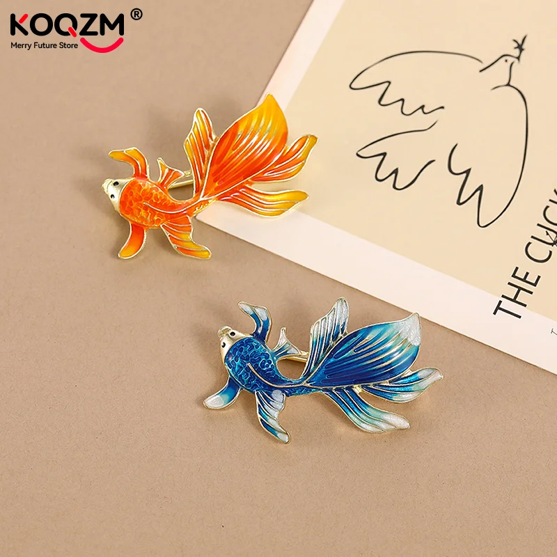 Colored Glazed Gold Fish Brooches For Women Unisex Elegant Oil Dripping Animal Metal Brooch Banquet Jewelry Gifts